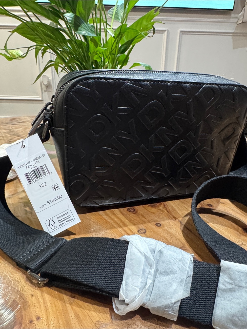 DKNY Black Embossed Logo Belt Bag